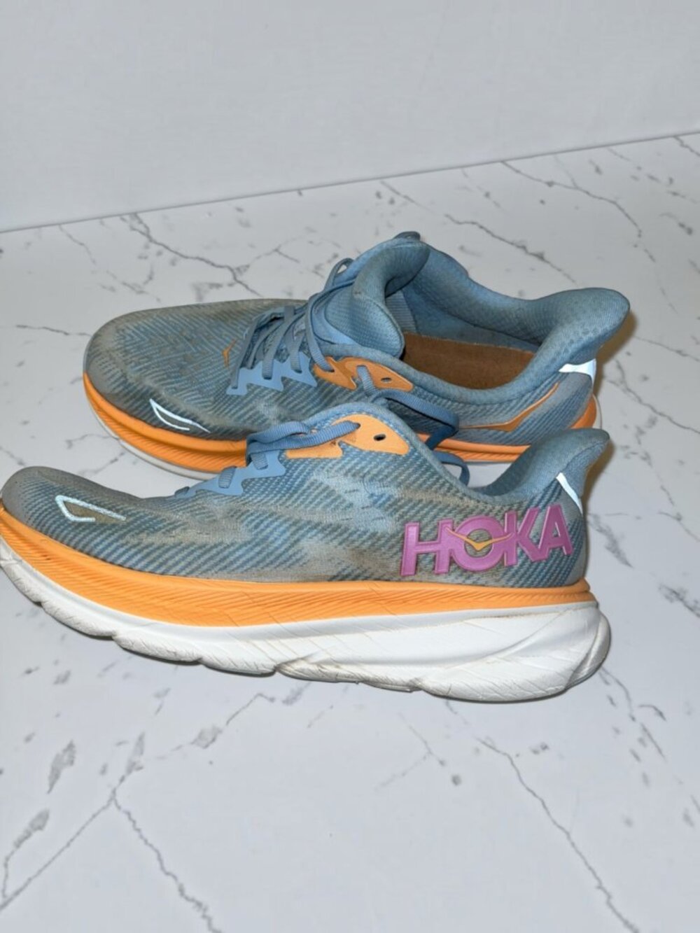 HOKA Clifton 9 Running Shoes in Airy Blue/Ice Water, Women’s Size 10.5B.